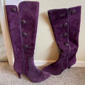 Antonio Melani purple suede button tall boots